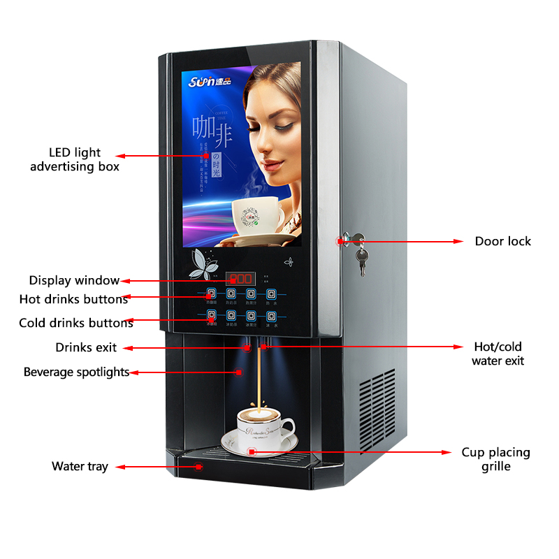 30SCW-8 Hot Ice Instant Coffee - đánh giá và giá Coffee Tea Vending Machine