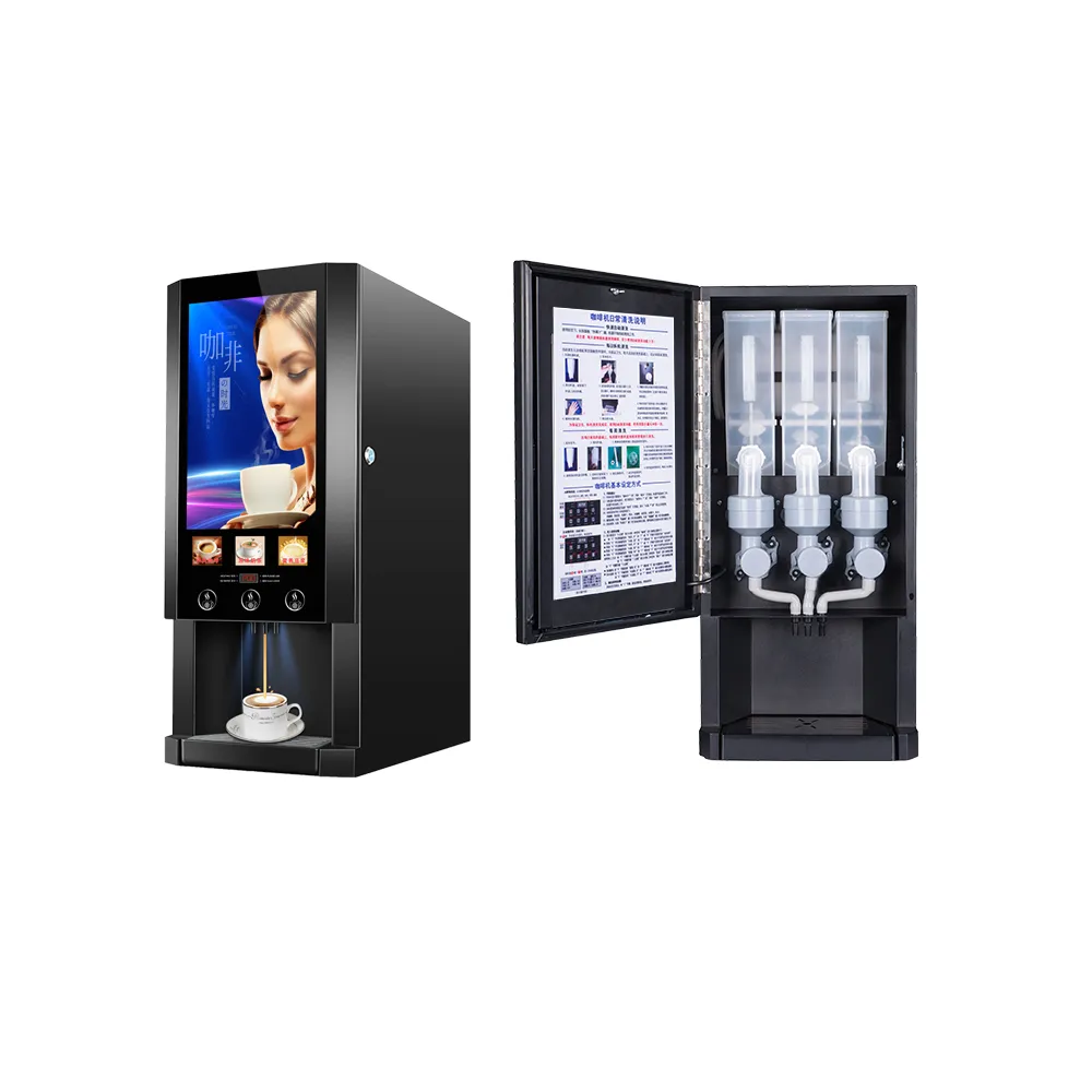 Automatic 3 Hot Flavors Coffee - đánh giá và giá Coffee Tea Vending Machine